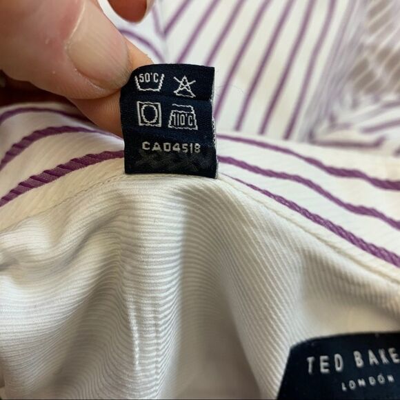 TED Baker men’s maroon striped dress shirt size 16 34/35 USL - Picture 5 of 7